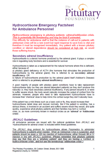 Hydrocortisone Ambulance Factsheet