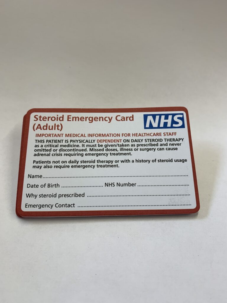 NHS Steroid Emergency Card Pituitary Foundation