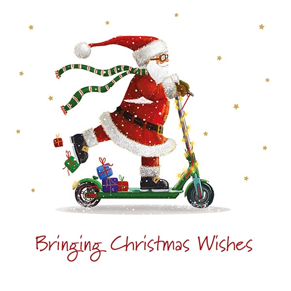 *Out of Stock* Speedy Scooter Santa - Christmas Cards