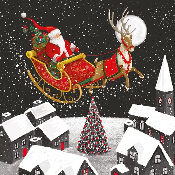 Santa in the Moonlight - Christmas Cards