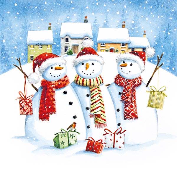 Three Happy Snowmen - Christmas Cards
