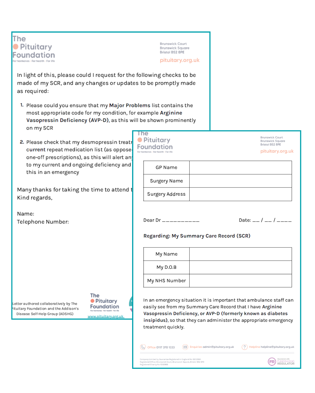 front and back of the letter